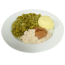 Varkenshaas Champignonsaus Snijbonen Aardappelpuree(natrium/zoutarm)